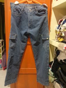 women's Blue Cargo Jeans