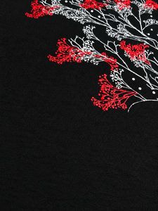Black T-Shirt with Red Floral Print
