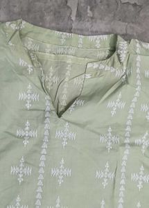 Light Green Kurta with White Print..