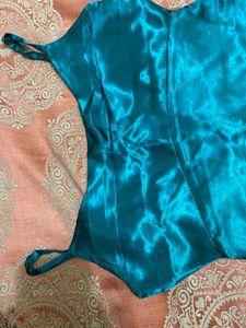 Teal Satin Slip Dress