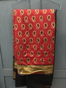 Red &amp; Black Paisley Sari