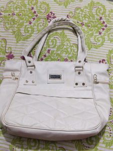Chic White Quilted Tote Bag