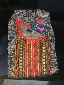 Latest Cotton Kurti With Embroidery And Mirror Wor