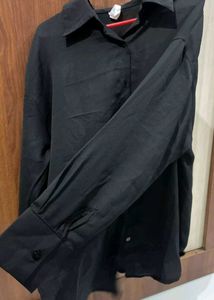 Black Korean Shirt Dress