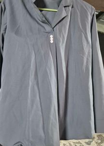 Elegant Grey Buttoned Top