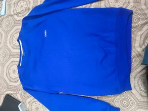 Zara Blue Crew Neck Sweatshirt in xl size