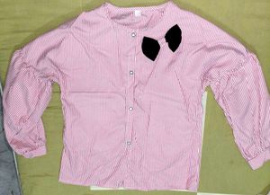 Pink Striped Bow Blouse