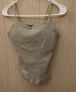 Ribbed Spaghetti Strap Padded Top