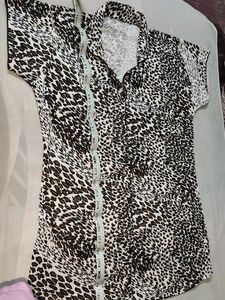 Leopard Print Button-Up Shirt