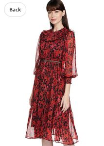 Max Chic Red Floral Midi Dress