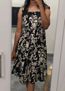 Floral Print Tiered Midi Dress