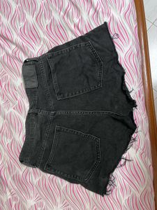 Black Distressed Denim Shorts