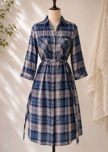 Plaid Button-Down Shirt Dress