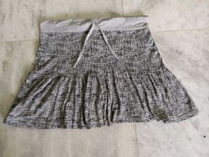 Grey Abstract Print Tiered Mini Skirt