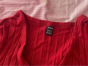 Red Ribbed Cardigan