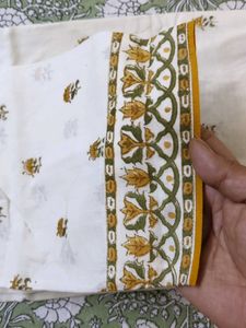 White Kurta with Mustard Yellow Accents