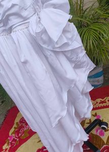 Elegant White Ruffled Gown