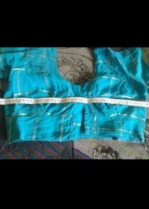 Beautiful Teal Blue Blouse with Gold Border