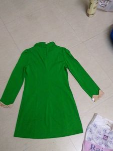 Stylish  Green short Collar Dress