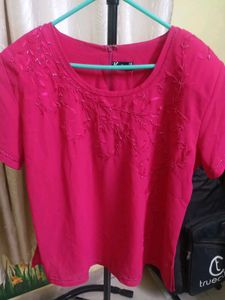 Vibrant Pink Embroidered Blouse