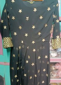Black Dress Gold Star Embroidery Design