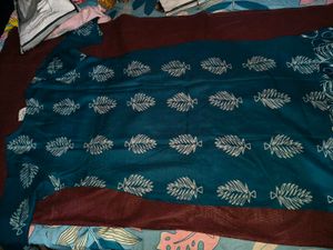 Teal Blue Printed Kurta with Palazzo Set