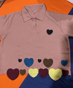 Cute Heart Print Polo Shirt