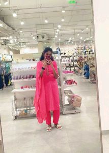 Vibrant Pink Kurta Set with Embellishments