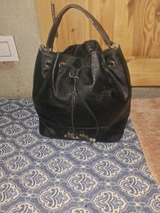Chic Black Drawstring Bucket Bag