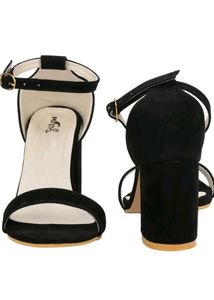 Black Block Heel Ankle Strap Sandals