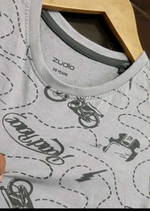 Grey Printed T-shirt For Baby Boy 5- 6 Year