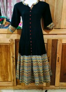 Stylish Black Kurta with Colorful Border