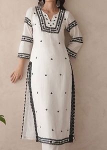 White Kurta with Black Embroidery | Elegant & Styl