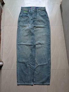 Vintage Wash Wide Leg Jeans