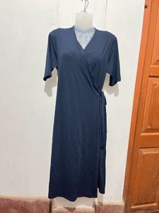Classic Navy Blue Wrap Dress