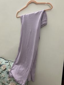 Comfortable Lavender Ribbed Henley Top and bottom