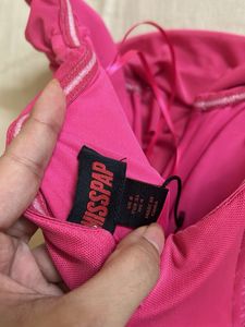 Hot Pink Ruched Off Shoulder Dress