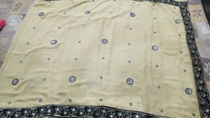 Elegant Cream Sequined Saree with Blouse