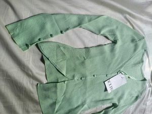 Mint Green Button-Down Cardigan