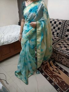 Stunning Blue Tie-Dye Saree