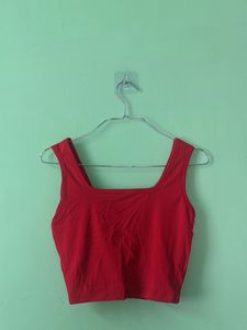 Red Square Neck Crop Top