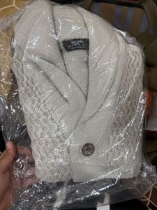Men's Cream Cable Knit Cardigan
