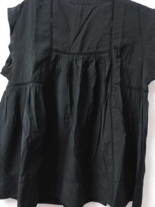 Chic Black Cotton Blend Top
