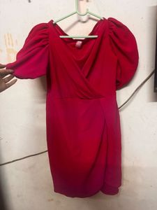 Elegant Puff Sleeve Wrap Dress