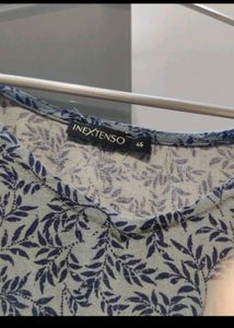 Blue Leaf Print Top