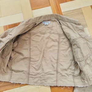 Cropped Tan Denim Jacket