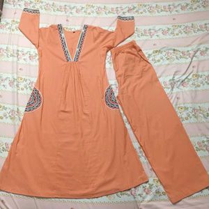 Orange Kurta Set with Pants