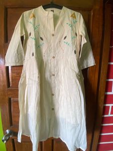 Cream Embroidered Kurta/dress