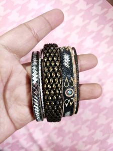 Black Metal Bangles Set For One AHand