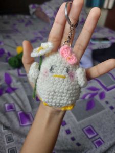 Cute Crochet Chick Keychain Handmade